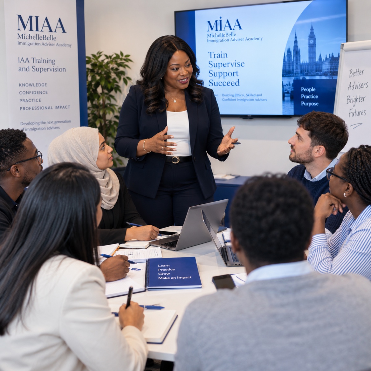 Peju Ojemuyiwa leading an MIAA training session with the cohort